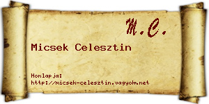 Micsek Celesztin névjegykártya